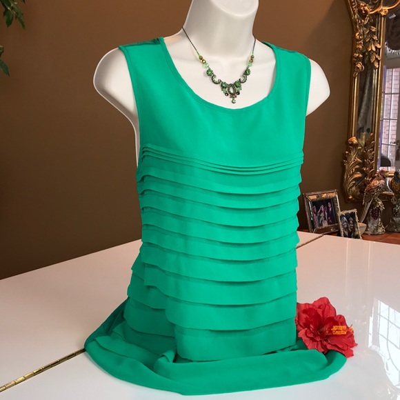 💐DANA BUCHMAN GREEN LAYERED TOP SIZE XL💐 - Picture 3 of 14